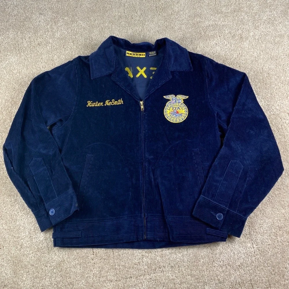 Vintage FFA Texas Rudder Corduroy Jacket Navy Blue Men's Size 36 Hunter McSmith
